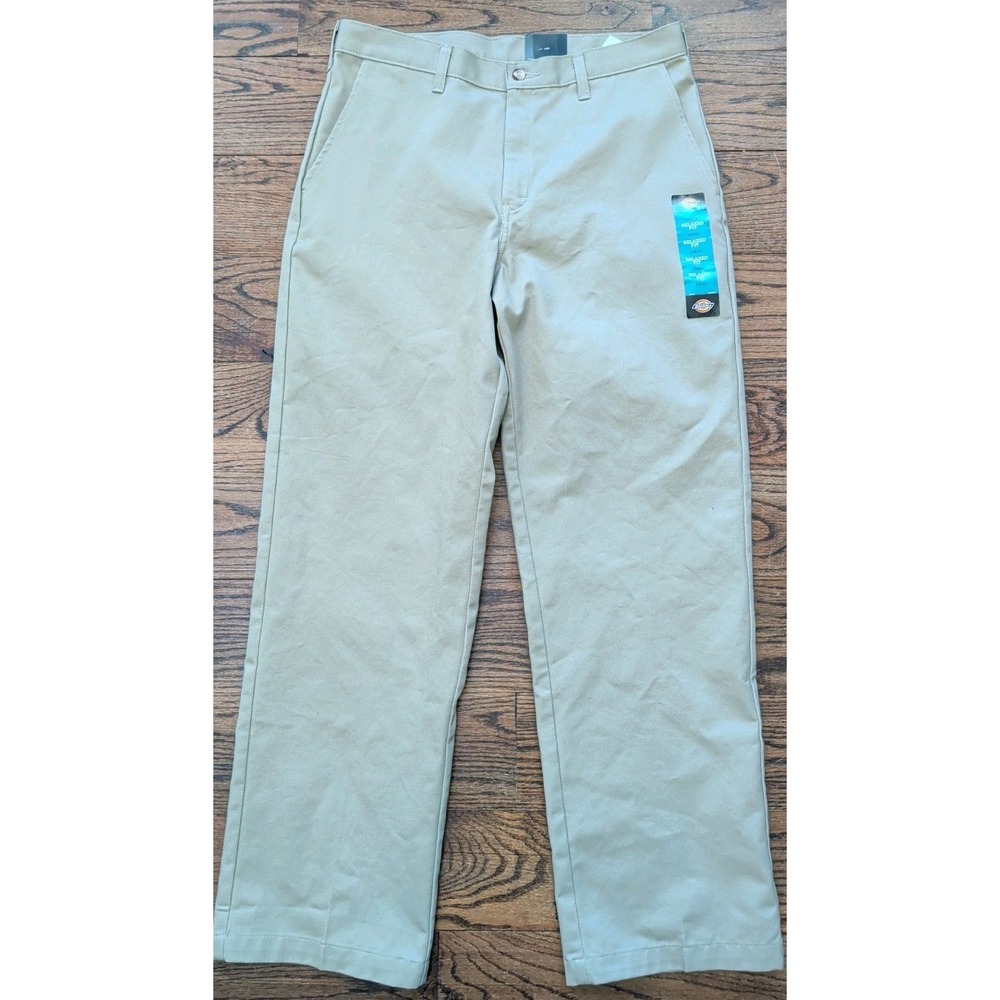 NWT Dickies 33x33 Relaxed Fit Straight Leg Khaki Beige Cotton Work Pants